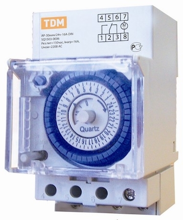 TDM ELECTRIC SQ1503-0006 Аналоговое суточное реле 3 модуля на din-рейку АР-30мин/24ч-16А-DIN TDM